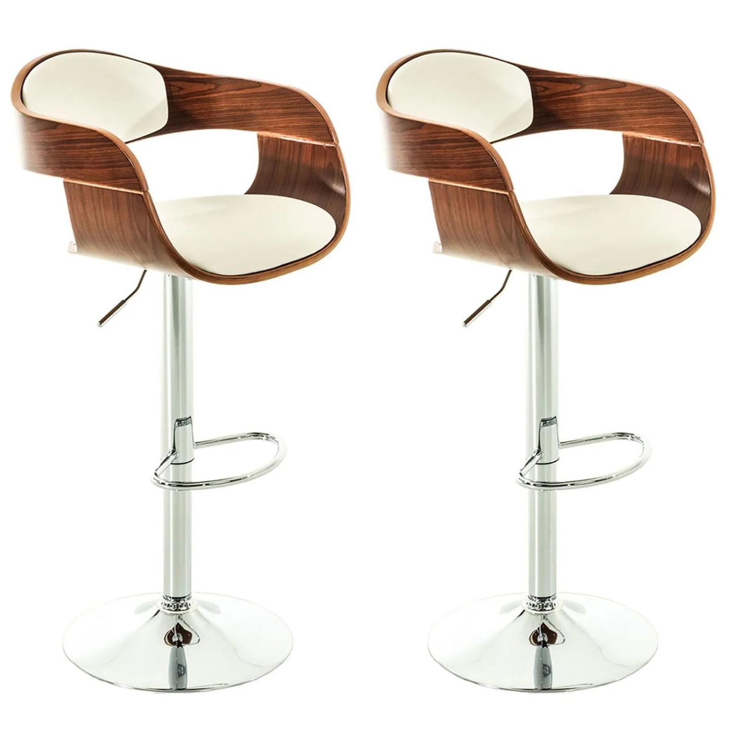 CLP 2er Set Barhocker Kingston Kunstleder Walnuss/Weiß