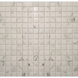 Mosaikmatte aus Glas und Marmor in Schwarz und Weiß, 33x33 cm.