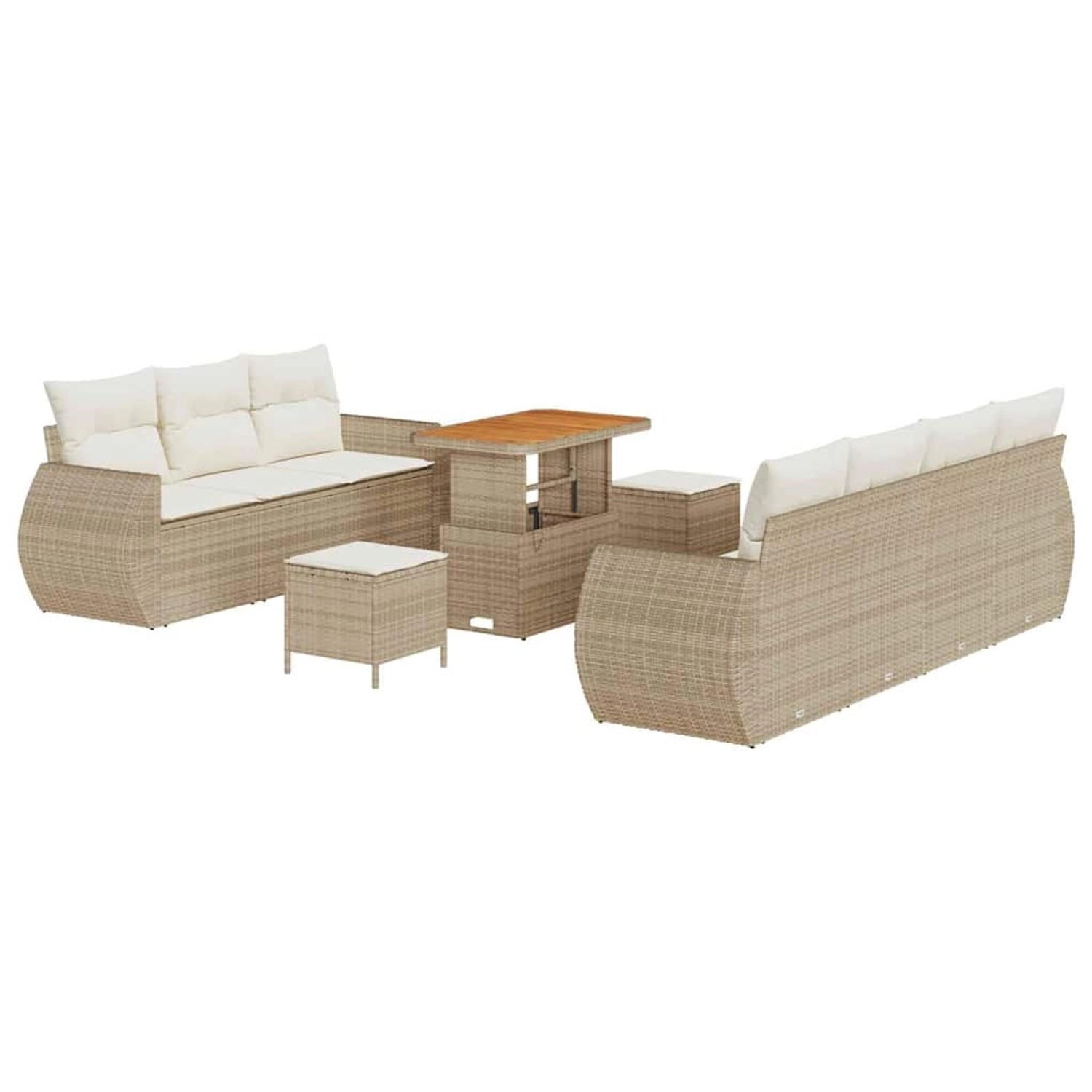 vidaXL Garten-Sofa-Set 10-Tlg Beige Poly Rattan 3361841 günstig online kaufen