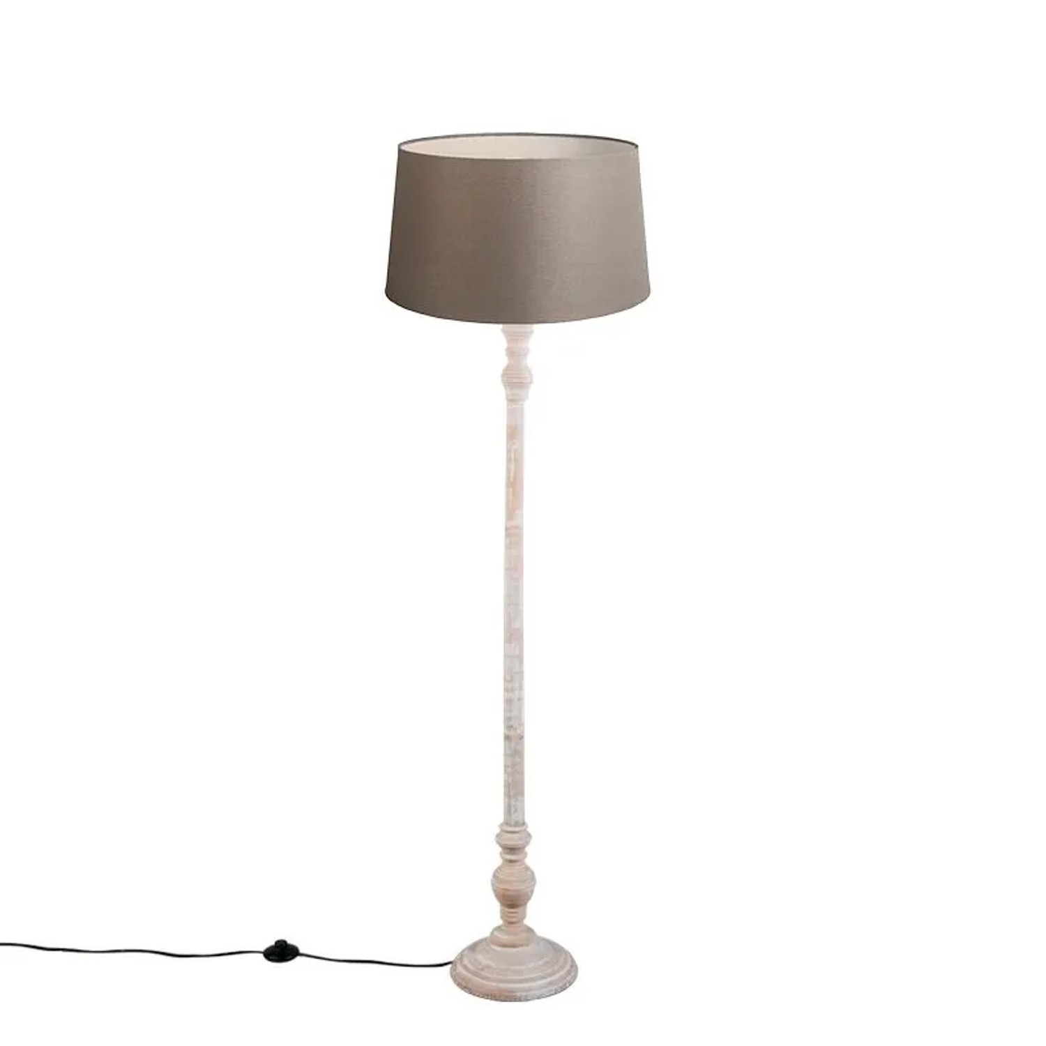 QAZQA Land Stehlampe Taupe mit Leinenschirm 45 cm Classico