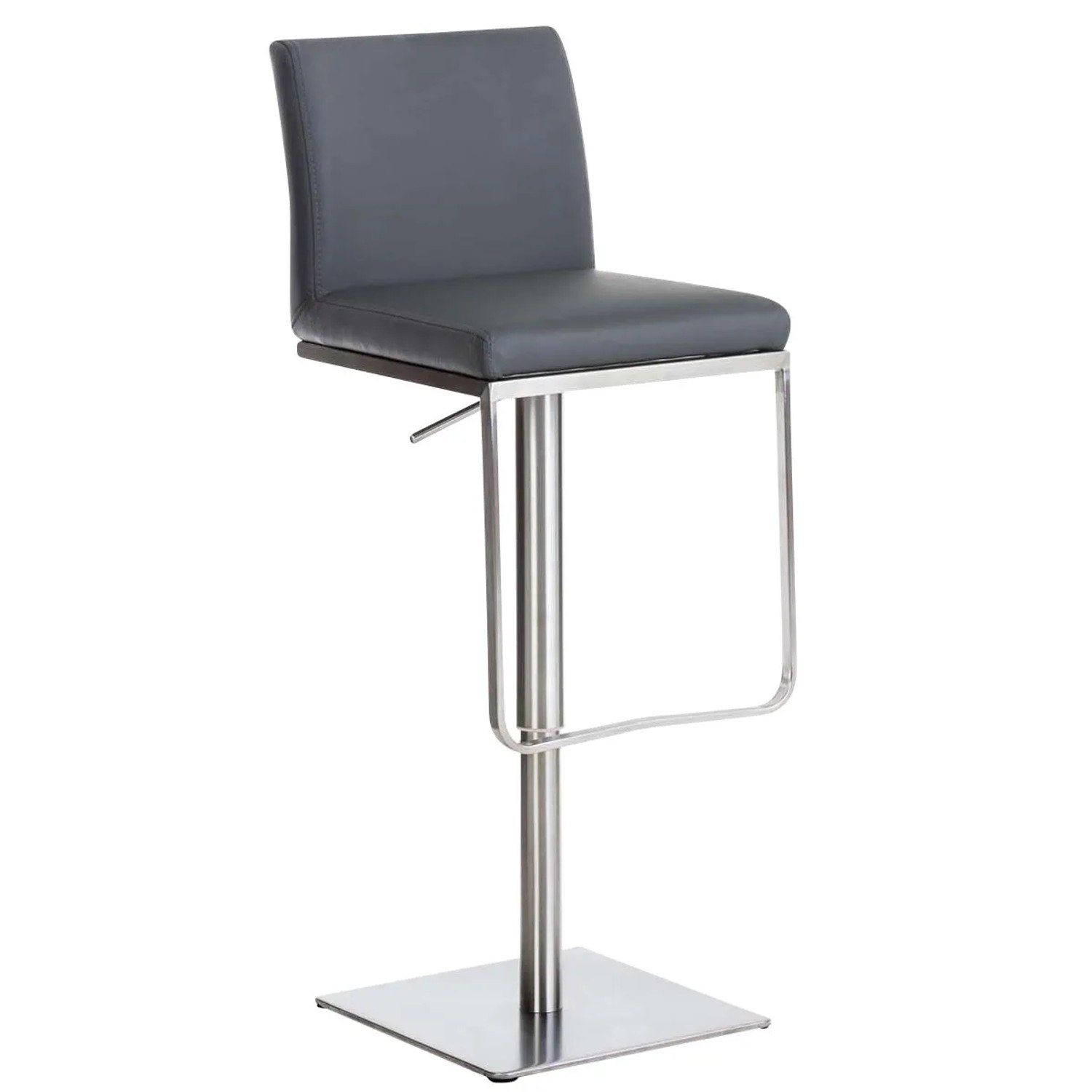 DELUKE Barhocker CARIN Kunstleder Grau 42x44x86cm Silber Barstuhl Höhenverstellbar Mit Lehne Drehbar Tresenhocker Tresenstuhl