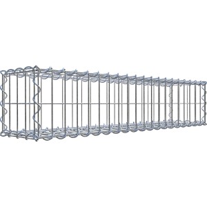 Leere Gabiona Gabione, 20x100x20 cm, Maschenweite 5x10 cm, für Mauersysteme und Einfassungen.