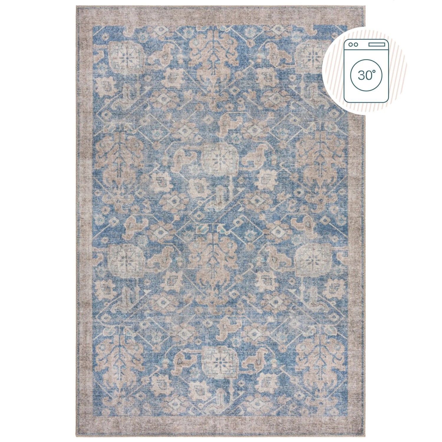 Flair Rugs Vintageteppich Orelia Global 152 cm x 230 cm Blau-Beige