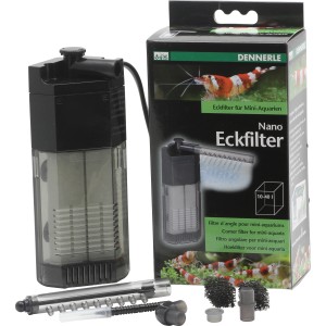 Nano Eckfilter für Aquarien, Komplettset mit Zubehör für Mini-Aquarien.