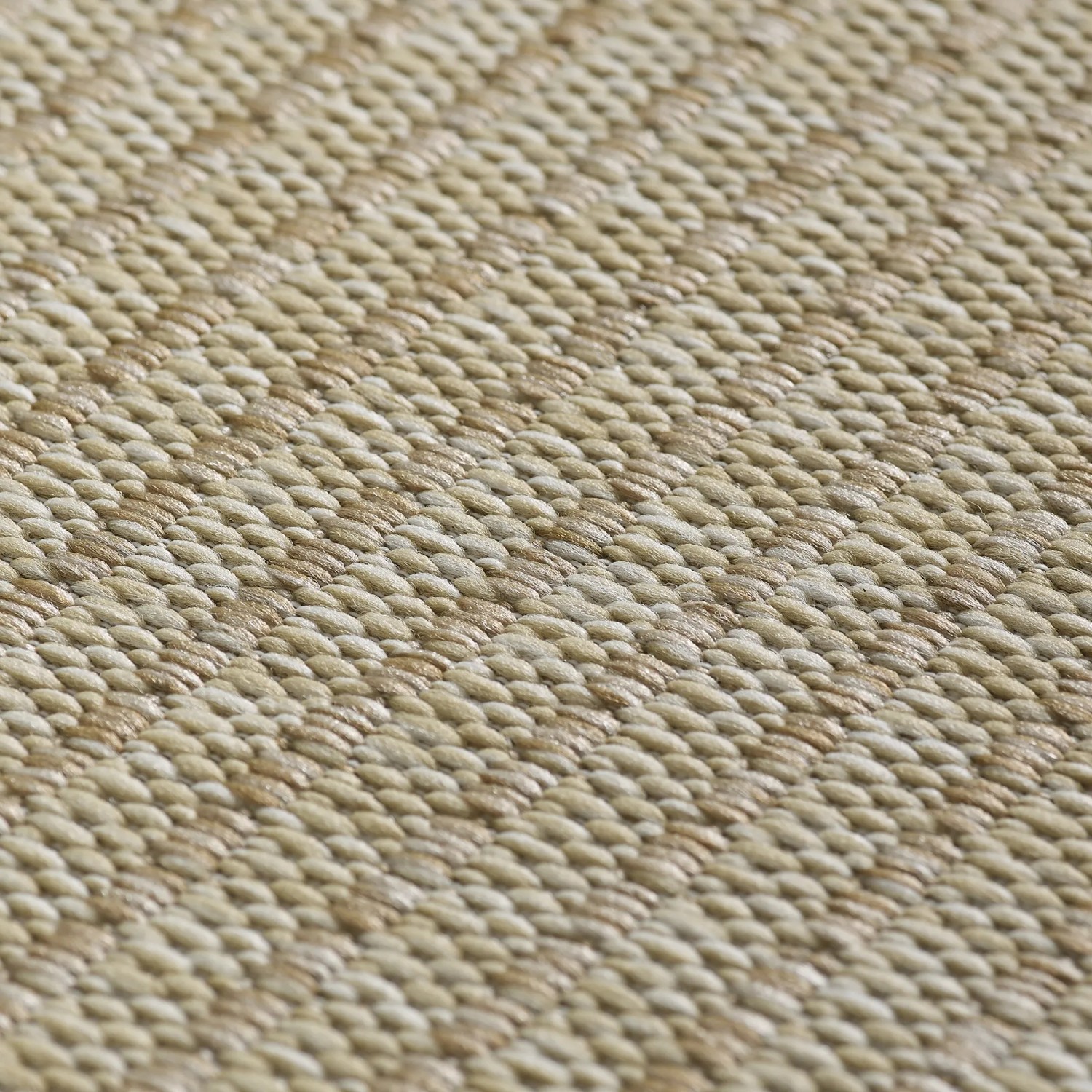 Detailaufnahme: Beige Ayyildiz Outdoor-Teppich Giza in Sisal-Optik, wetterfest und robust.