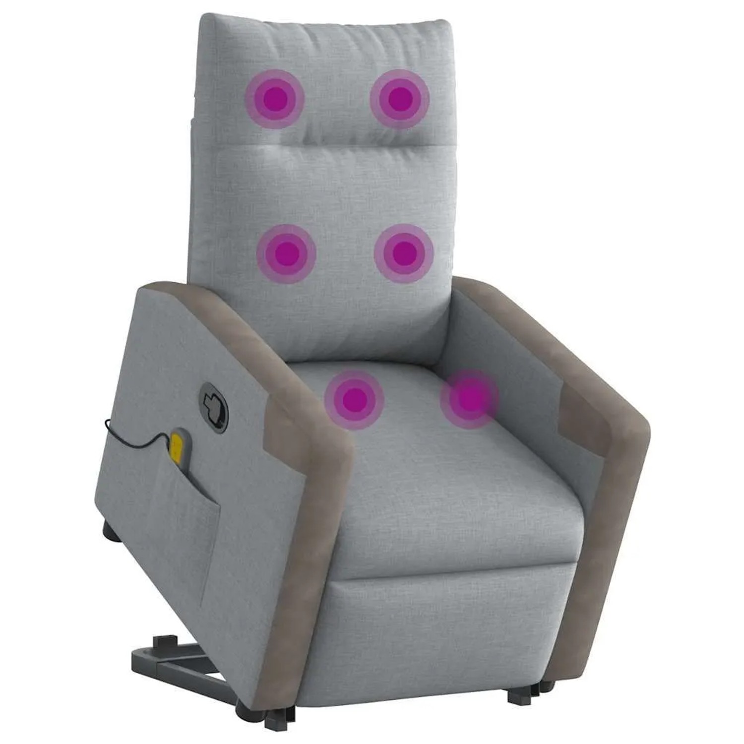 vidaXL Massagesessel mit Aufstehhilfe Hellgrau Stoff 3324095
