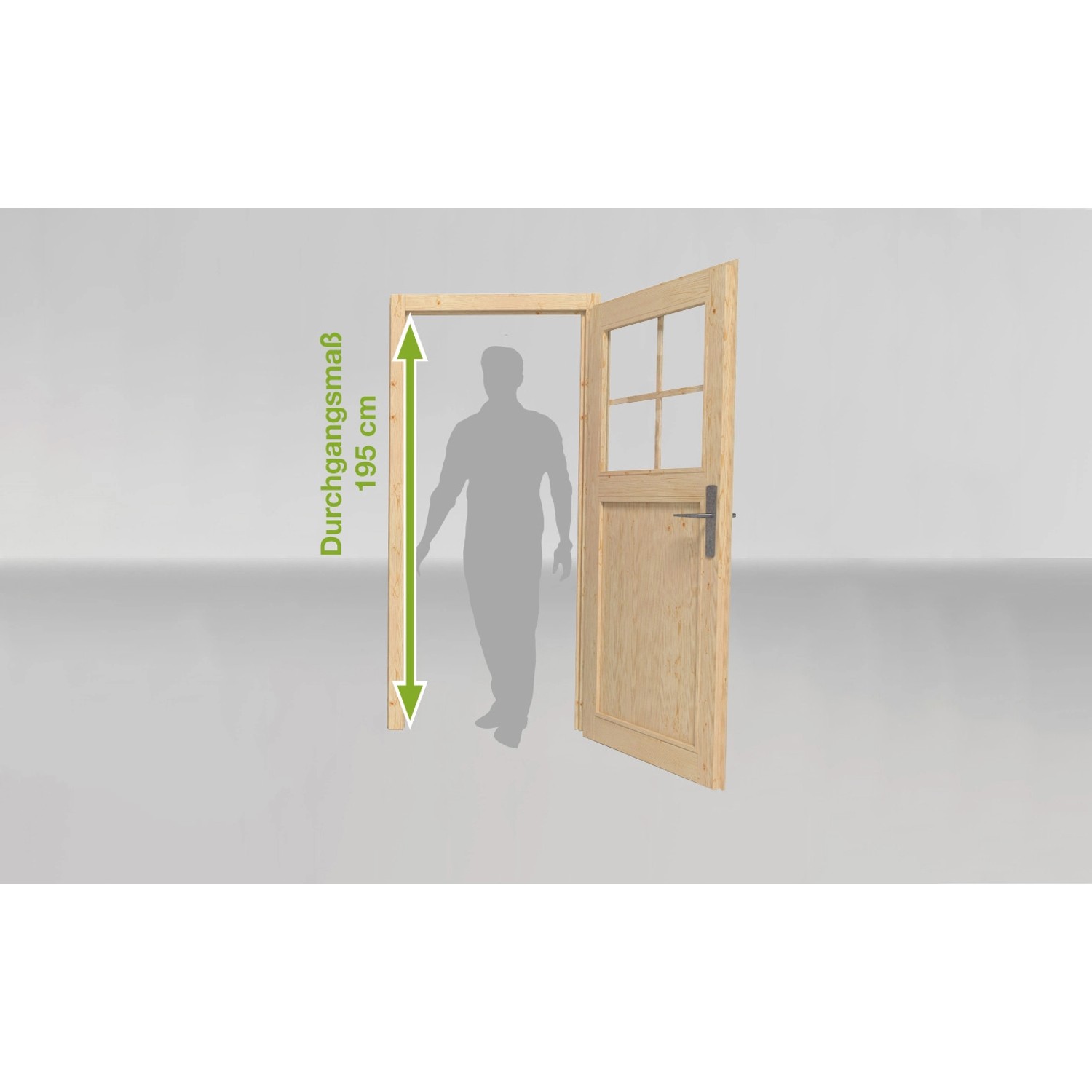 Weka Gartenhaus wekaLine 413 A: Tür mit Durchgangsmaß 195 cm für einfachen Zugang.
