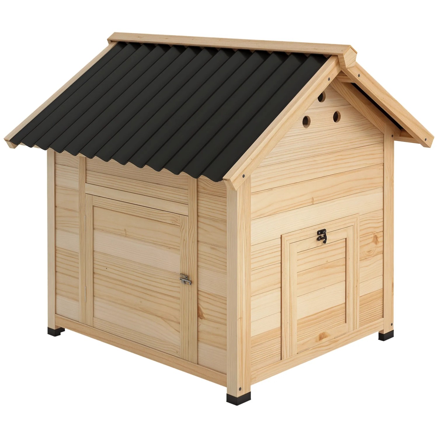 PawHut Kleintierstall Entenstall aus Holz Entenhaus mit Kippdach, Hühnerstall Natur 78 x 90 x 92 cm