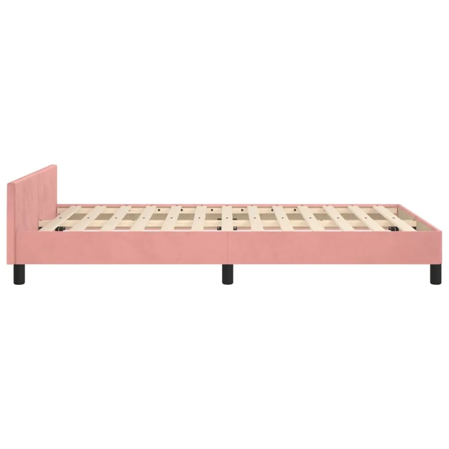 Rosa Samt Bettgestell 120x200 cm mit Kopfteil für erholsamen Schlaf.
