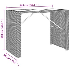 vidaXL Gartenbar-Set, 7-teilig, grau, Poly Rattan, Abmessungen