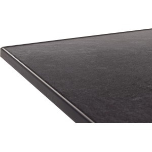 Detailansicht der eisengrauen vivodur-Tischplatte des Sieger Boulevard-Klapptischs (120x80 cm).