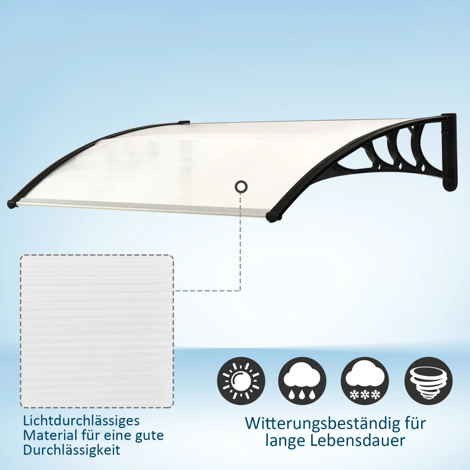 Outsunny Vordach in Weiß: Witterungsbeständige Überdachung für Eingangsbereiche und Fenster.