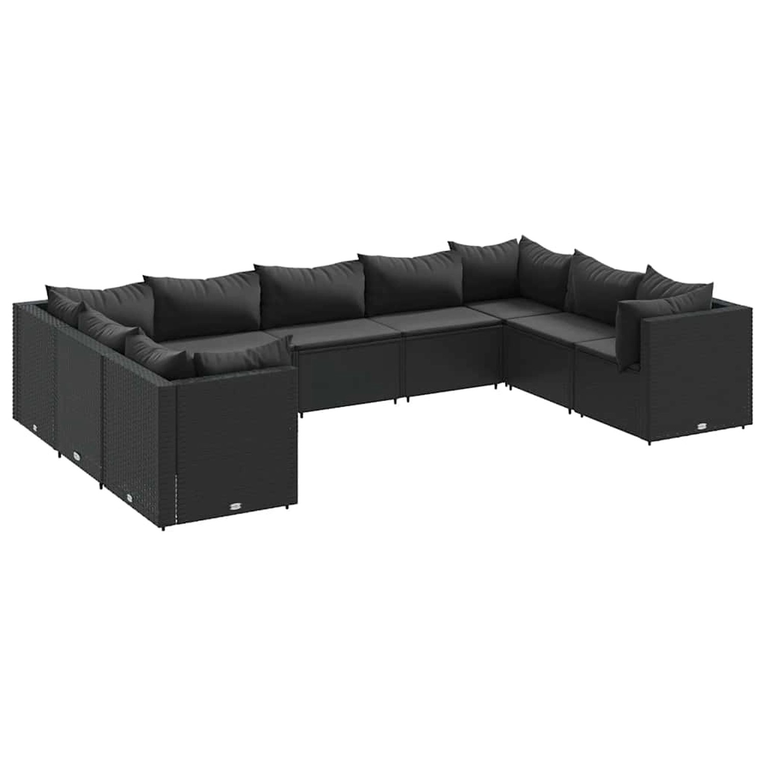 vidaXL 9-Tlg Garten-Lounge-Set mit Kissen Schwarz Poly Rattan 3308267 günstig online kaufen