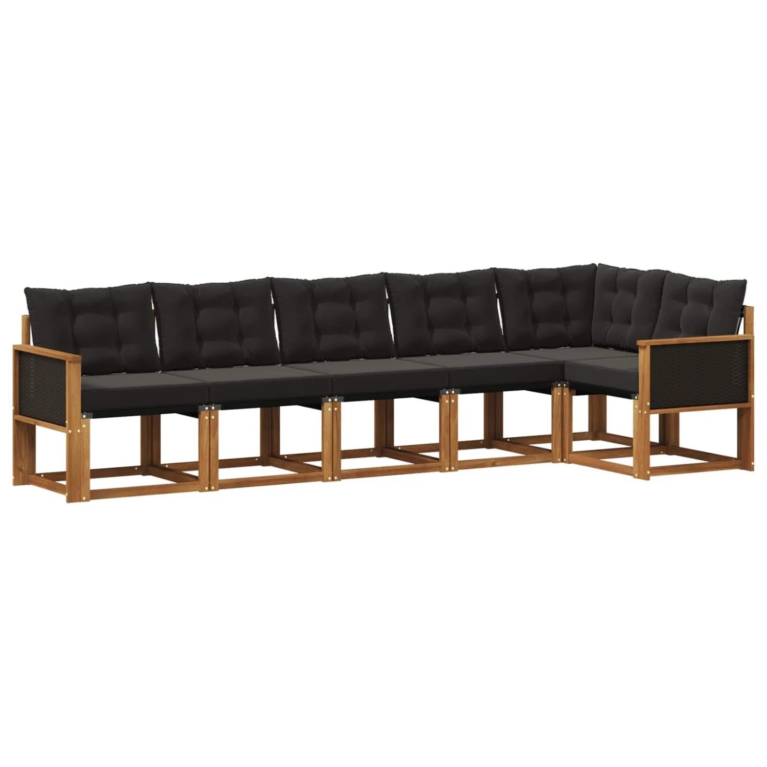 vidaXL Outdoor-Sofagarnitur mit Kissen 6 Stk Natur und Schwarz 3381976