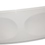 Weiße Acrylschürze (rechts) für Badewanne Salinas Typ A, Badewannenverkleidung mit ovalen Designelementen.