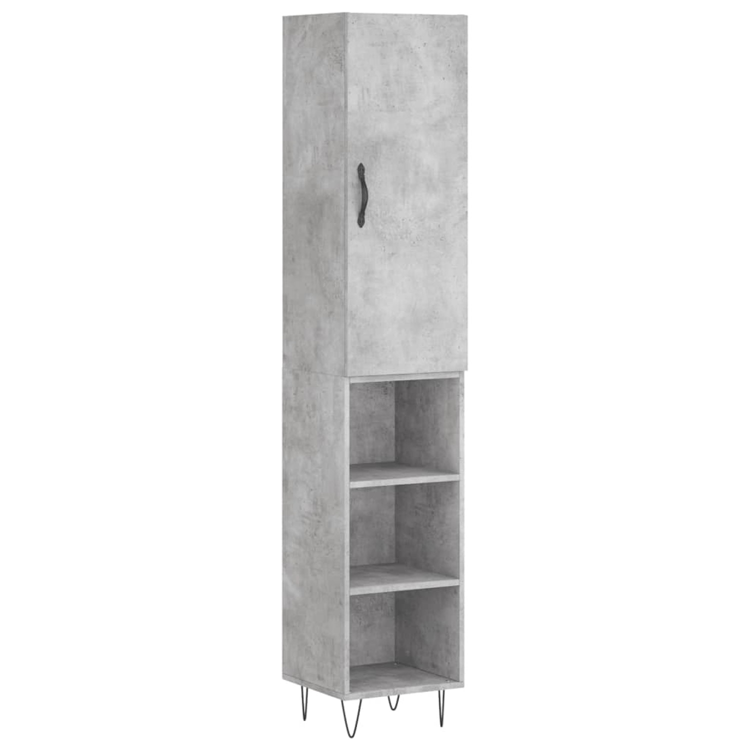 vidaXL Highboard Betongrau 34,5x34x180 cm Holzwerkstoff 3199013