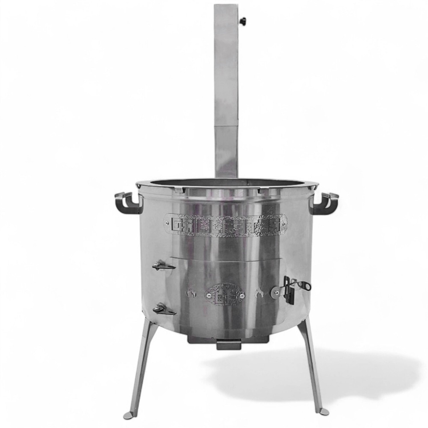 Grillpeter Utschak Timur Edelstahl 2 mm mit Abzugsrohr Feuerofen D 40cm für Kazan 10-16 Liter