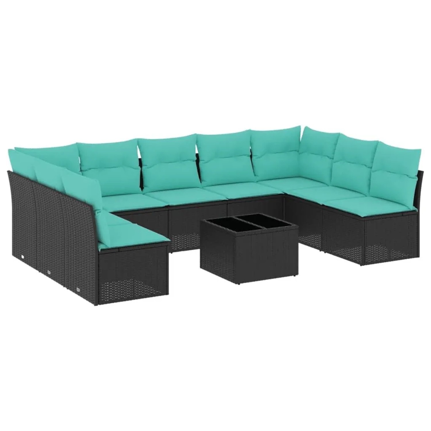vidaXL 10-Tlg Gartensofa-Set mit Kissen Schwarz Polyrattan 3218077 günstig online kaufen