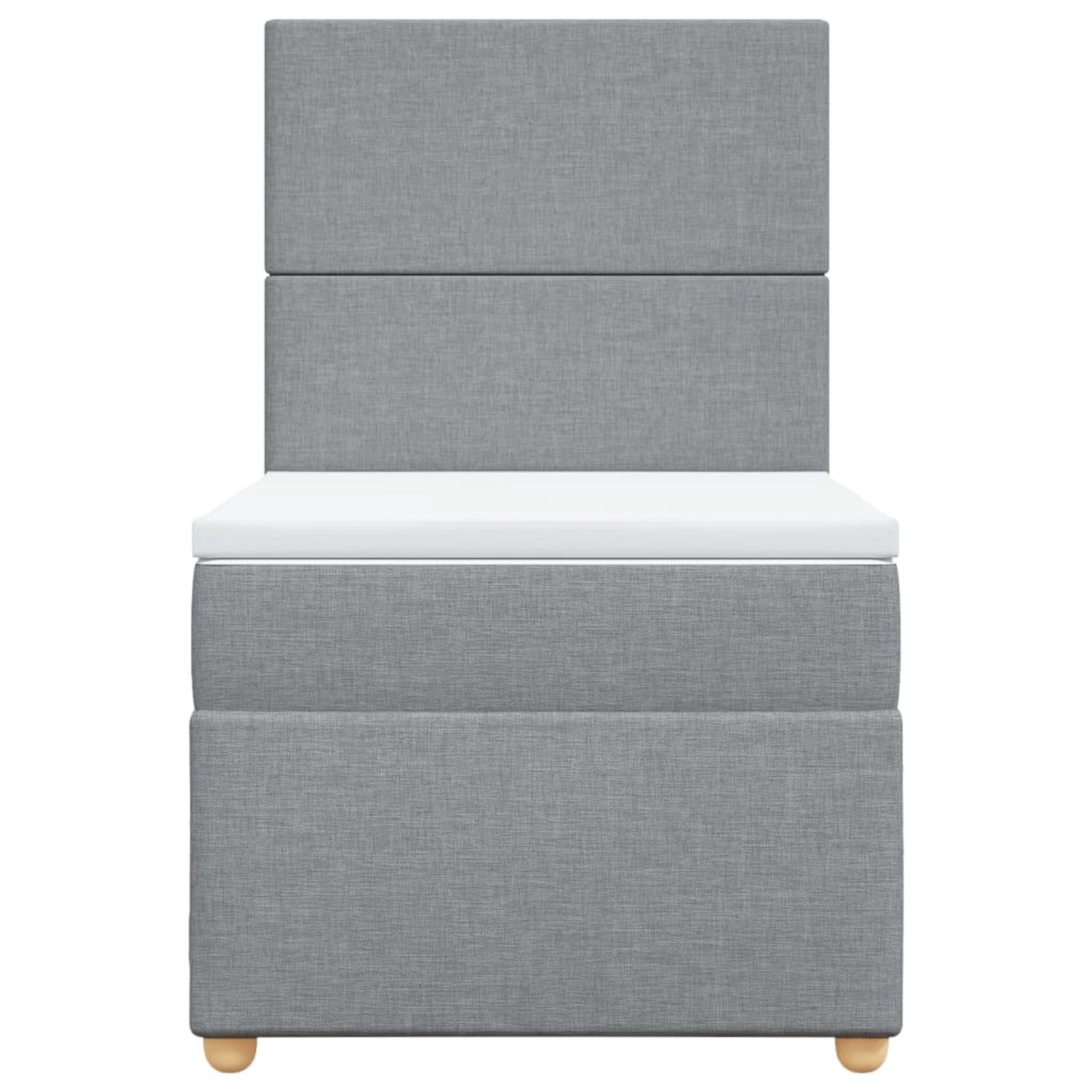 Hellgraues vidaXL Boxspringbett 90x200 cm mit Matratze und Kopfteil.