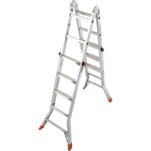 Krause TeleMatic Gelenk-Teleskopleiter, 4x5 Sprossen, als Anlege-, Stehleiter oder Arbeitsbühne nutzbar.