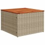 Beiger vidaXL Gartentisch aus Rattan mit Akazienholzplatte, Teil der 5-tlg. Sofagarnitur.