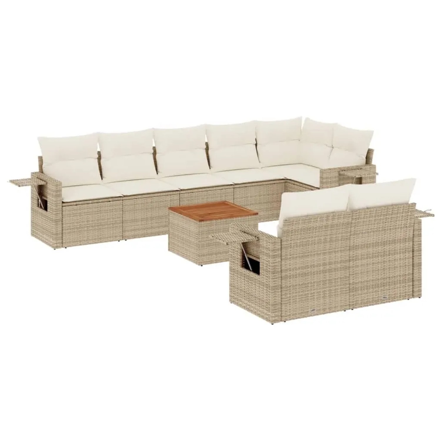 Thumbnail - vidaXL 9-Tlg Garten-Sofagarnitur mit Kissen Beige Poly Rattan 3224651