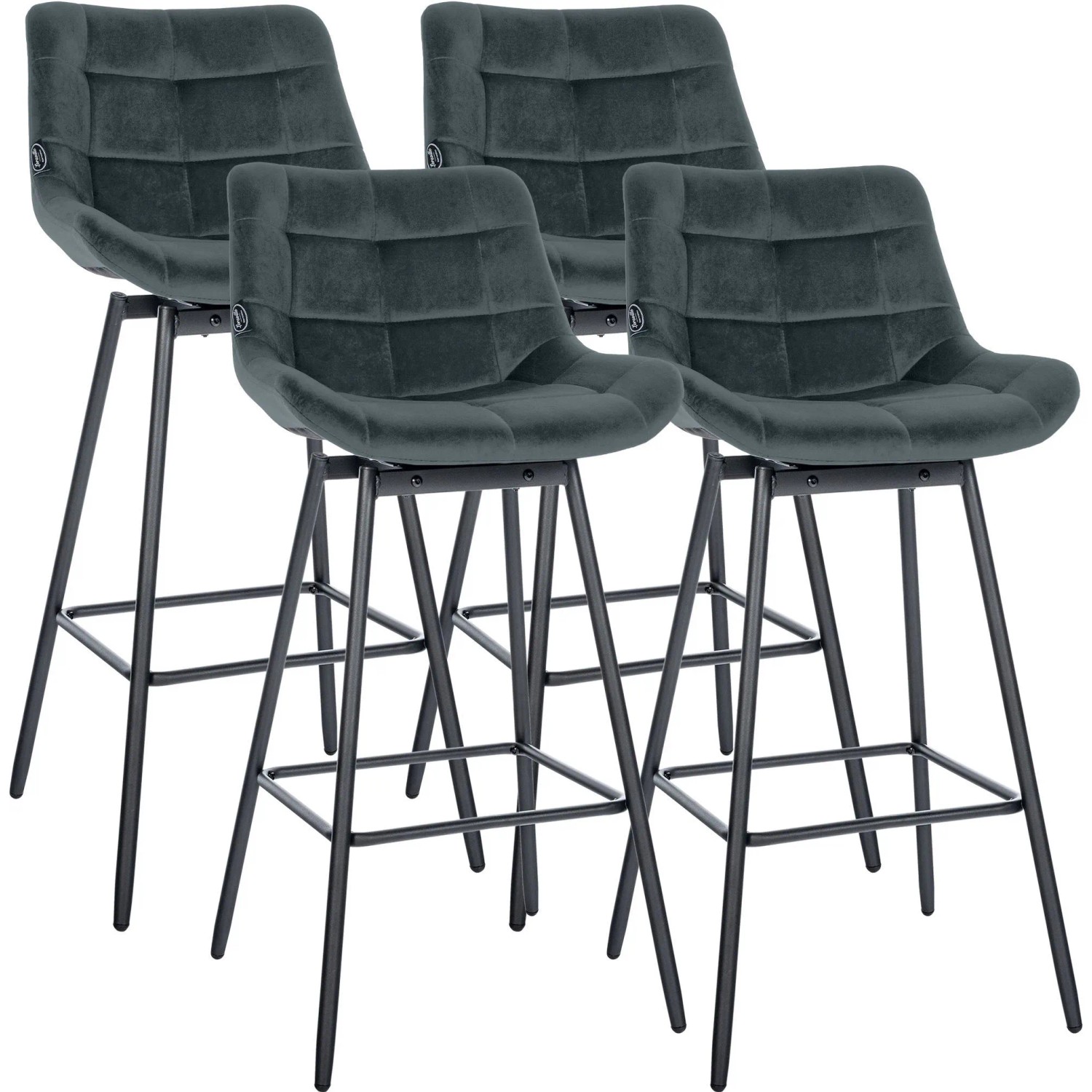 CLP 4er Set Barhocker Weston Schwenkbar Dunkelgrau/Samt