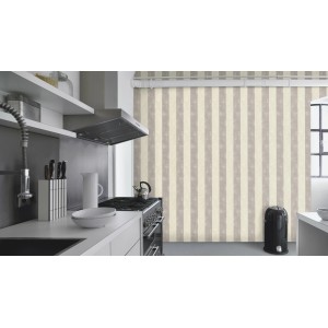 Rasch Vliestapete Tapetenwechsel II, Streifen in Creme und Grau im Küchendesign.
