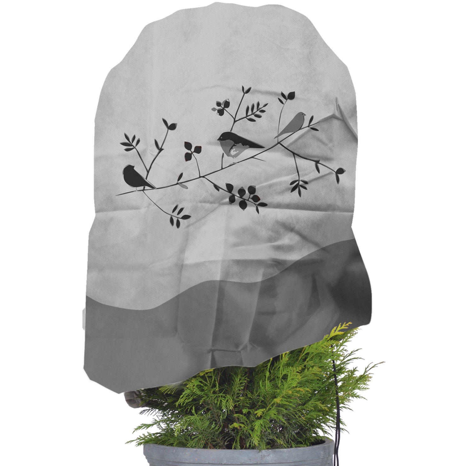 Videx Garden Vlieshaube Vogelzweig 110 cm x 110 cm Grau-Schwarz
