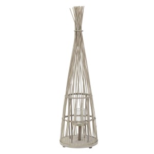 Hohe Bambus Laterne (110 cm) im Boho Stil mit Kerzenglas für gemütliche Lichtstimmung.