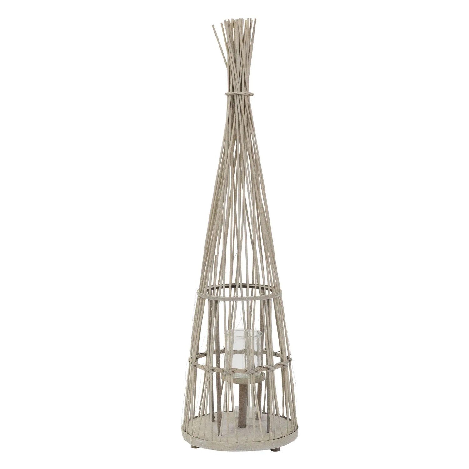 ECD Germany Bambus Laterne H 110 cm Holzfarbe Boho Stil