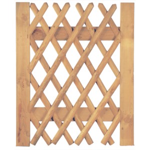Braunes Jägerzaun Tor (100x120cm) aus Nadelholz mit diagonaler Lattung für den Garten.