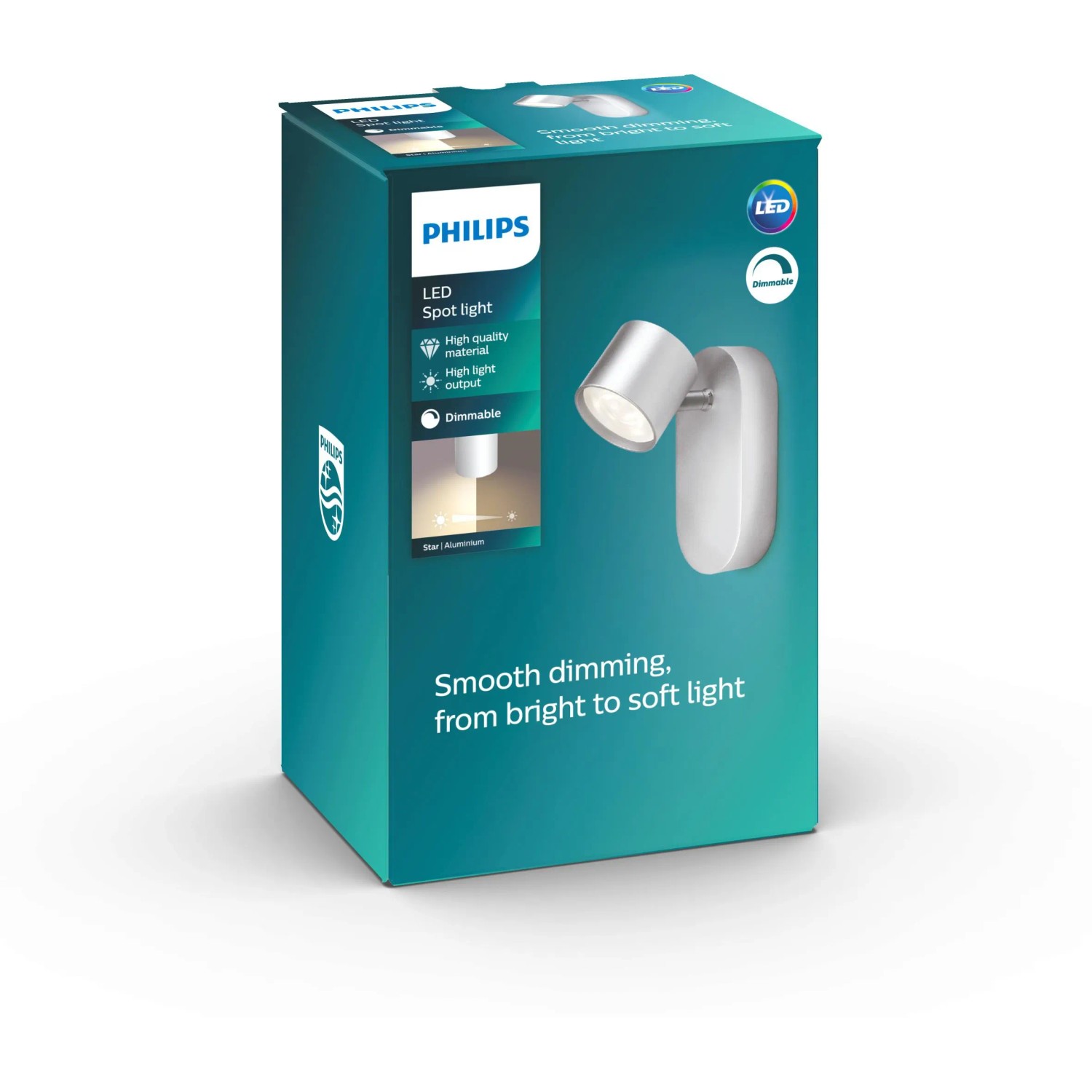 Philips LED-Spot Star Silber, 1er-Packung. Schwenkbarer Wandspot für flexible Beleuchtung.