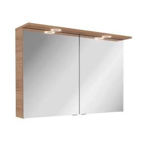 Fackelmann Spiegelschrank Vita, 100 cm breit, Summer Oak Dekor mit LED-Beleuchtung.