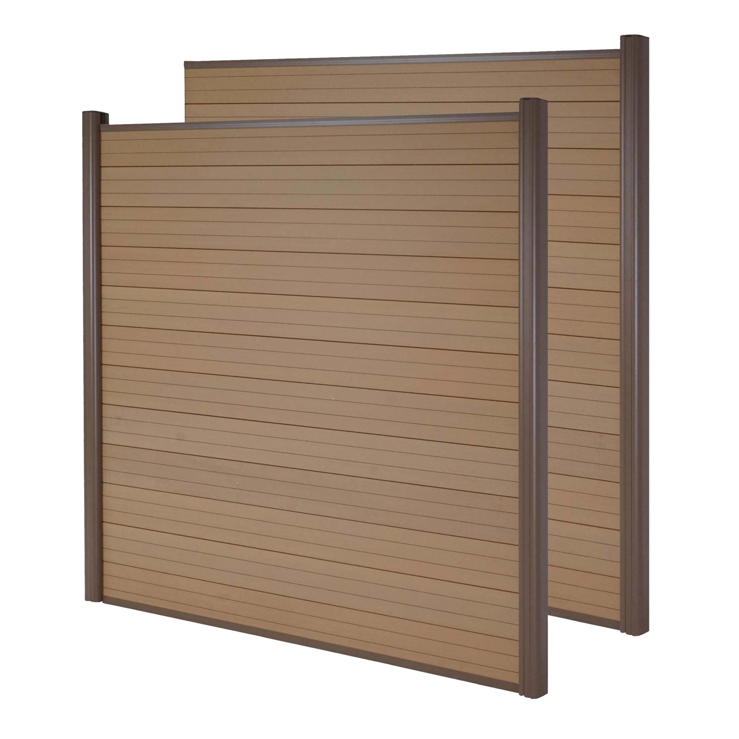 MCW WPC-Sichtschutz Savoie Windschutz Zaun Alu-Pfosten - 2er Set 3,75m Teak günstig online kaufen