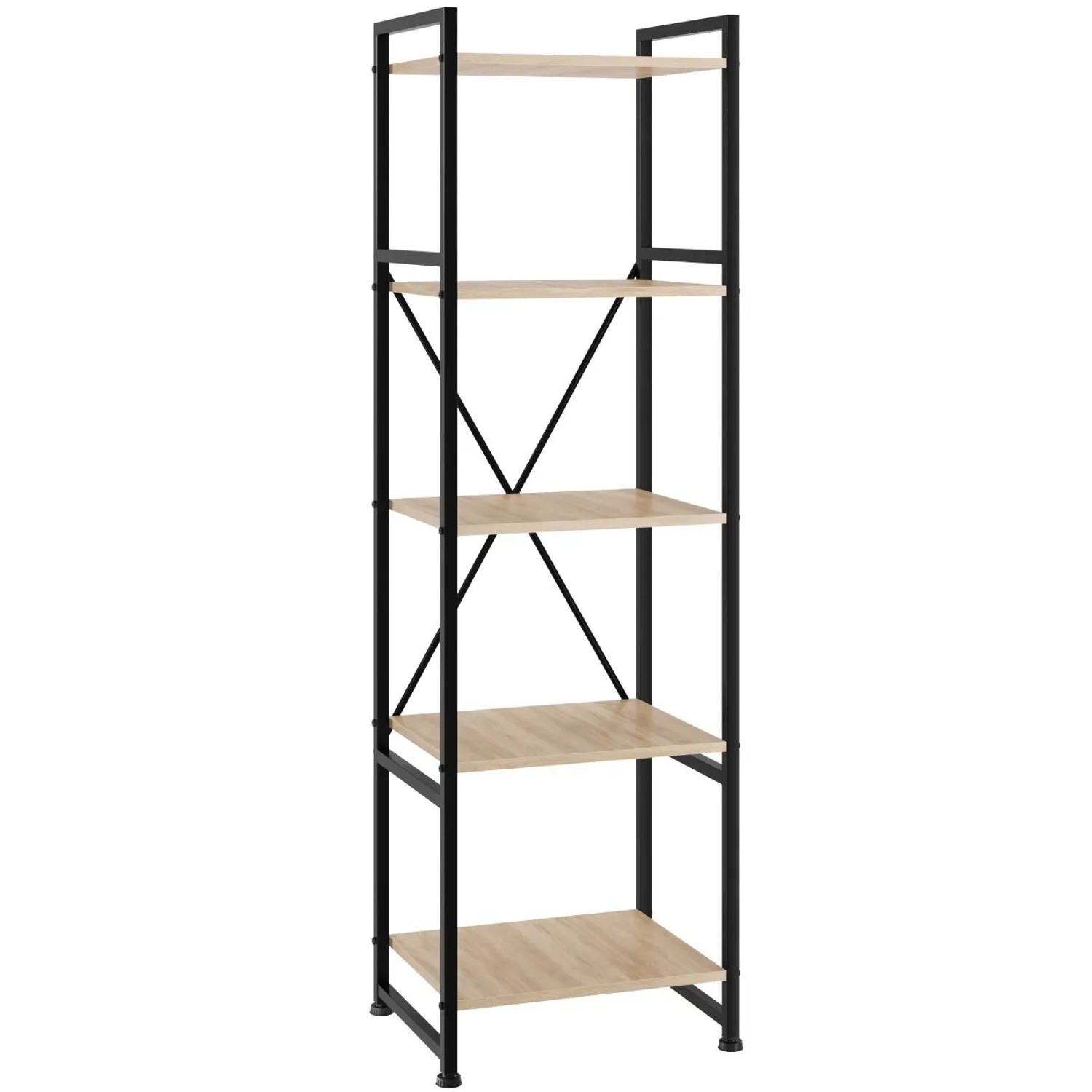 Tectake Regal Manchester Industrial Style Holz und Stahl  47 50 x 34 50 x 151 50 cm Industrial Holz Hell  Eiche Sonoma