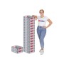 PROREGAL Spar Set: 16 graue Euroboxen mit roten Griffen und Deckel, gestapelt mit Model.