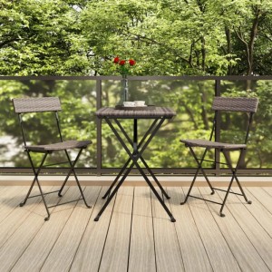 vidaXL Bistrostühle 2 Stk Klappbar Grau Poly Rattan und Stahl 319988