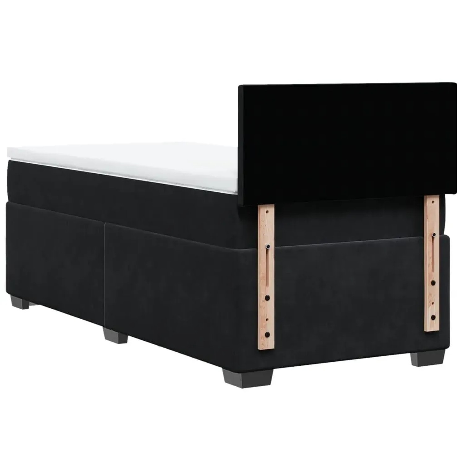 Schwarzes vidaXL Boxspringbett 100x200 cm mit Matratze und Kopfteil.