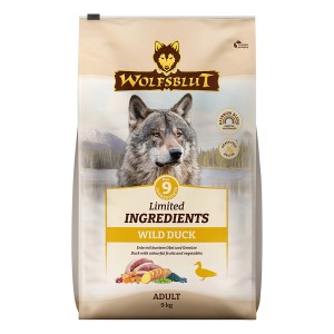 Wolfsblut Hunde-Trockenfutter Limited Ingredients Wild Duck 9kg, getreidefreies Futter mit Ente und Gemüse.