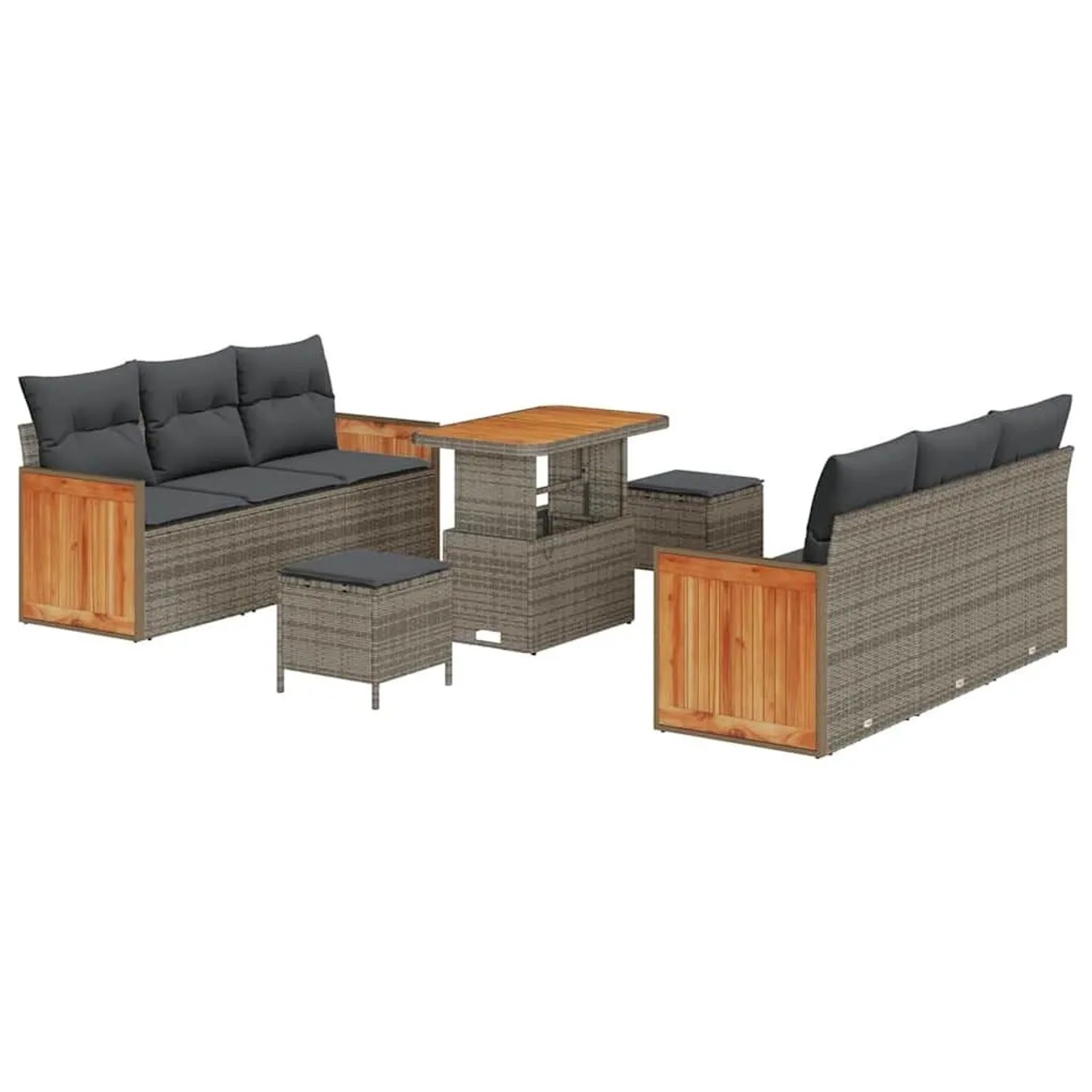 vidaXL Gartensofa-set mit Kissen 11-Tlg Grau Poly-Rattan 3365213 günstig online kaufen