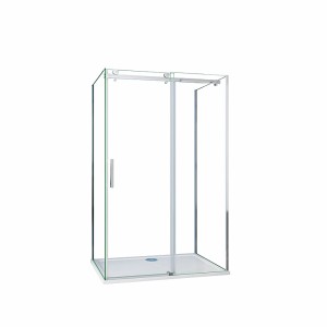U-förmige Duschkabine 120x90x90 cm mit Schiebetür und chromfarbenem Rahmen.