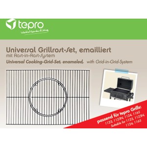 Tepro Universal Grillrost-Set, emailliert, 69,5x46cm, mit herausnehmbarer Rostmitte. Ideal für Grillabende.