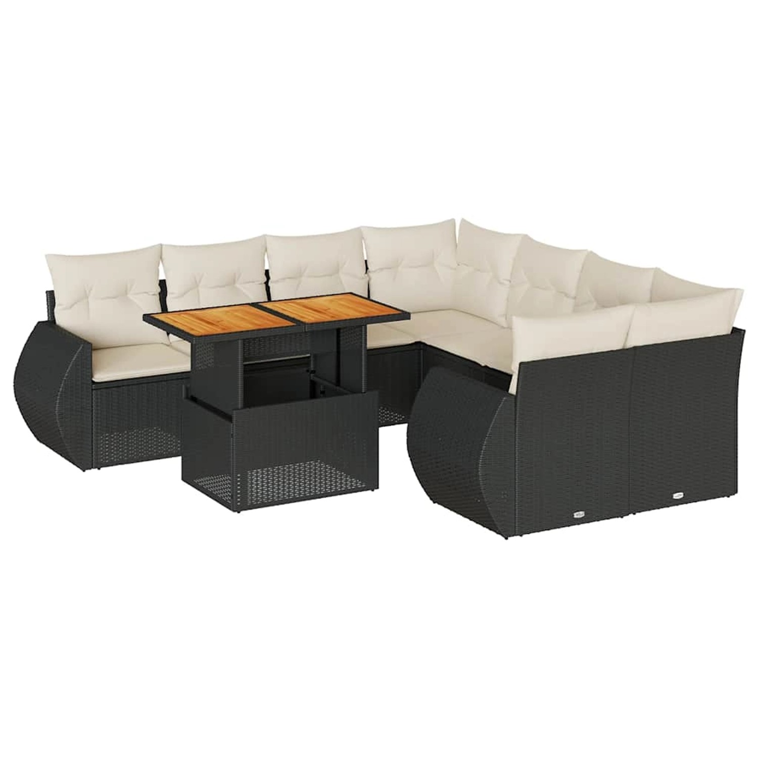 vidaXL 9-Tlg Garten-Sofagarnitur mit Kissen Schwarz Poly Rattan 3327241 günstig online kaufen