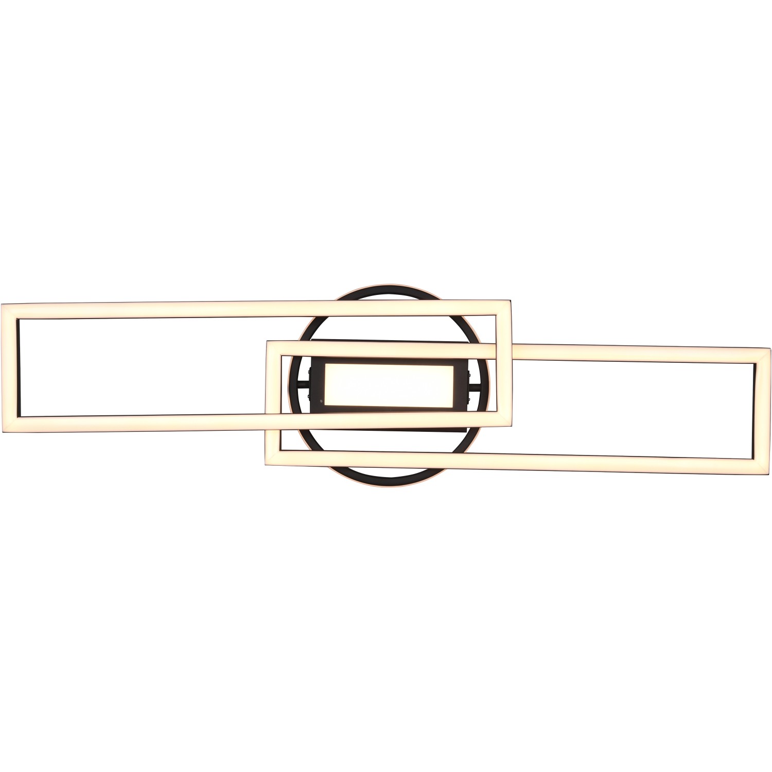 Moderne Reality LED Deckenleuchte Twister, schwarz matt, mit geometrischem Design.