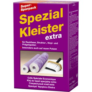 Extra Spezial Kleister Super-Sparpack 1 kg für schwere Tapeten und Raufaser.