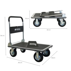 PROREGAL Transportwagen BIG RHINO 300, klappbar, mit Werkzeugtasche, Traglast 300kg, Luftbereifung.