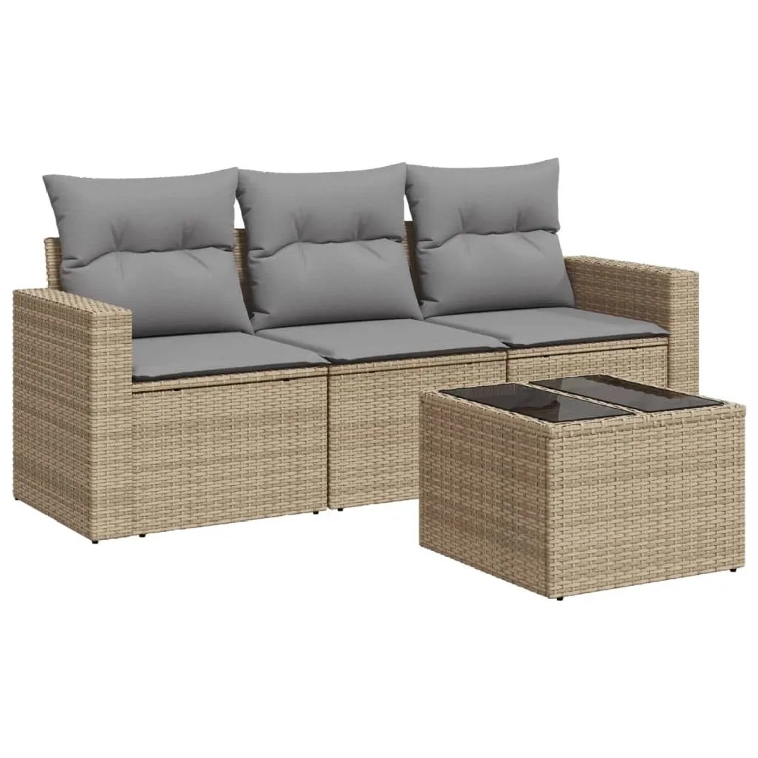 vidaXL 4-Tlg Garten-Sofagarnitur mit Kissen Beige Poly Rattan 3251006 günstig online kaufen