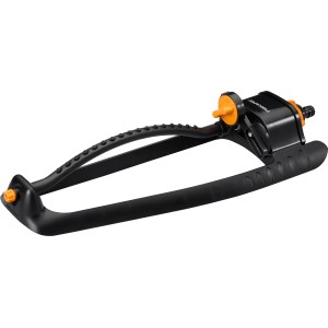 Fiskars Oszillierender Sprinkler, Gartensprinkler aus schwarzem Kunststoff und Aluminium.