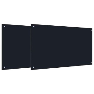 vidaXL Küchenrückwand 2 pcs Schwarz 100 x 60 cm Gehärtetes Glas 3415442